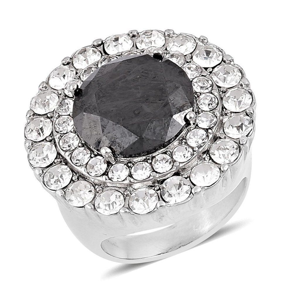 Simulated Black Spinel Austrian Crystal Ring